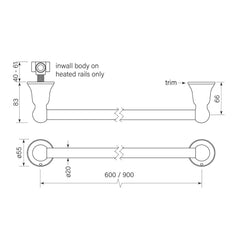 Faucet Strommen Cascade 600 Heated Towel Rail