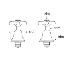 Faucet Strommen Cascade Hob Taps with Cross Handles