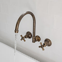 Faucet Strommen Cascade Wall Taps with Cross Levers
