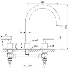 Faucet Strommen Chisel D Bath Tap Set with Lever Handles