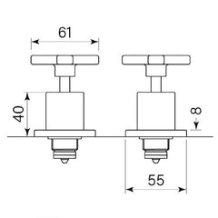 Faucet Strommen Chisel D Hob Taps with Cross Handles