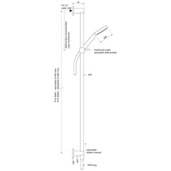 Faucet Strommen Pegasi 900 Inflow Slide Shower - Round Hand Shower