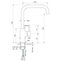 Faucet Strommen Pegasi M 220 Square Sink Mixer