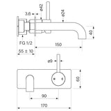 Faucet Strommen Pegasi M Back Plate 150 Bath Mixer