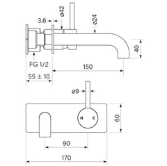 Faucet Strommen Pegasi M Back Plate 150 Bath Mixer