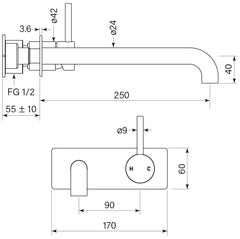 Faucet Strommen Pegasi M Back Plate 250 Basin Mixer
