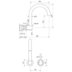 Faucet Strommen Pegasi M Wall Swivel Bath Mixer Set