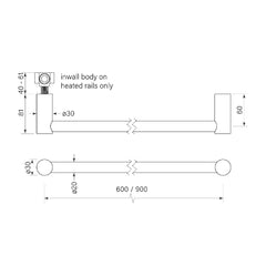 Faucet Strommen Pegasi NF Non Heated Towel Rail 600
