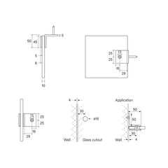 Faucet Strommen Shower Bracket - Glass to Wall 90 Degree