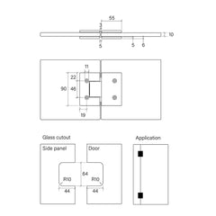 Faucet Strommen Shower Hinge - Glass to Glass 180 Degree