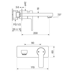 Faucet Strommen Zeos 200 Bath Mixer Set with Back Plate