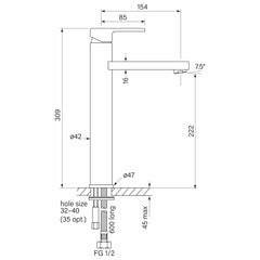 Faucet Strommen Zeos 222H Tall Basin Mixer