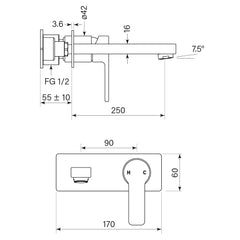 Faucet Strommen Zeos 250 Bath Mixer Set with Back Plate