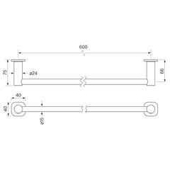 Faucet Strommen Zeos 600 Single Towel Rail