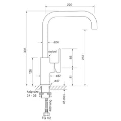 Faucet Strommen Zeos Square Sink Mixer