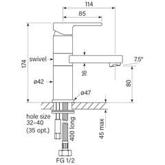 Faucet Strommen Zeos Swivel Basin Mixer