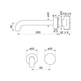 Faucet Strommen Zero Progressive 200 Wall Bath Mixer Set - Smooth