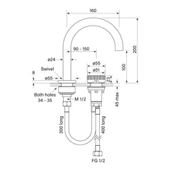 Faucet Strommen Zero Progressive Basin Mixer Set - Fluted