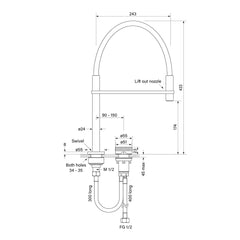 Faucet Strommen Zero Progressive Sink Mixer with Pull Down - Fluted