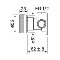 Faucet Strommen Zero Progressive Wall Mixer - Fluted - Dimensions
