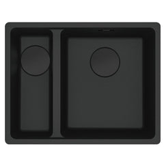 Franke Maris 1 & 1/2 Bowl Granite Sink - Matte Black - Left Side DrainerFranke Maris 1 & 1/2 Bowl Undermount Granite Sink - MRG 160-34/15