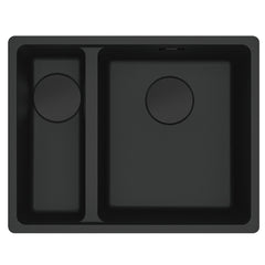 Franke Maris 1 & 1/2 Bowl Granite Sink - Matte Black - Left Side Drainer