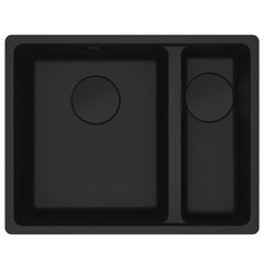 Franke Maris 1 & 1/2 Bowl Granite Sink - Matte Black - Right Side DrainerFranke Maris 1 & 1/2 Bowl Undermount Granite Sink - MRG 160-34/15
