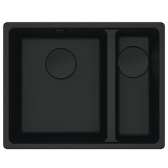 Franke Maris 1 & 1/2 Bowl Granite Sink - Matte Black - Right Side Drainer