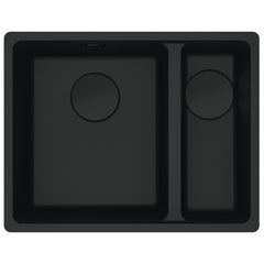 Franke Maris 1 & 1/2 Bowl Topmount Granite Sink - Matte Black - Right Side Drainer