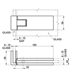 Gessi Shower G - Rigato 90° Glass-Glass Click-on Hinge