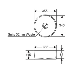 Argent Grace Neu 355 Round Above Counter Basin