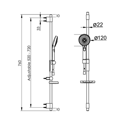 Hansa ActiveJet Trio 120/720 Shower Rail Set