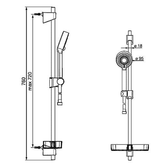 Hansa EcoJet Neu Classic 95/720 Shower Rail Set