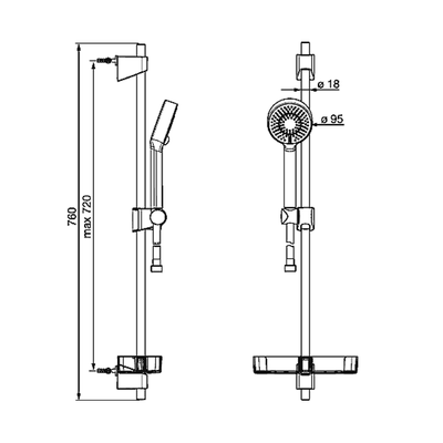 Hansa EcoJet Neu Trio 95/720 Shower Rail Set