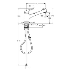 Hansa Mix Kitchen Mixer + Pull Out Spray