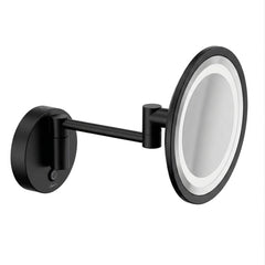 Inda 3x Round Magnifying Mirror with LED Light - Matte Black