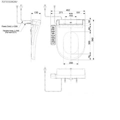 Toto S2 Washlet with Side Remote Control - D Shape Seat