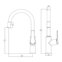 Villeroy & Boch Architectura Kitchen Mixer + Pull Out Spray - Dimensions