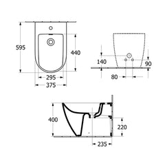 Villeroy & Boch Subway 3.0 Wall Faced Bidet - Dimensions