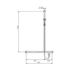 Argent Studio Advantage 32mm Inverted T Shower Rail Set RH - Matte Black - Dimensions
