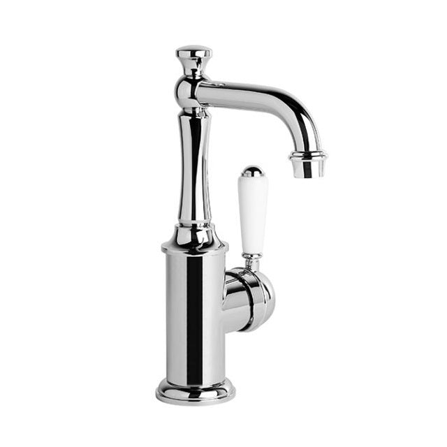 Brodware Neu England Basin Mixer with Country Spout - White Levers