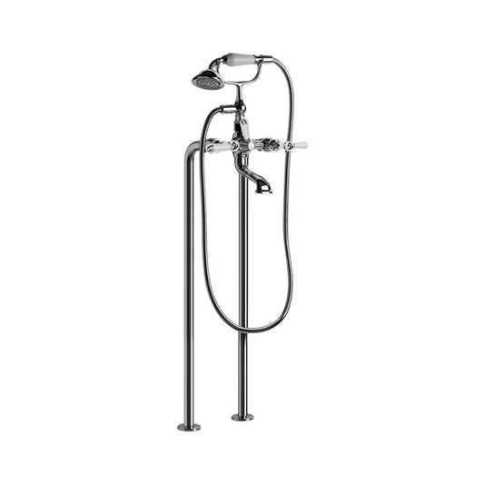 Brodware Neu England Bath Mixer with Handshower - Floor Mounted - Metal Handle