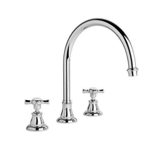 Brodware Neu England Bath Set -  Gooseneck Spout - Cross Handles