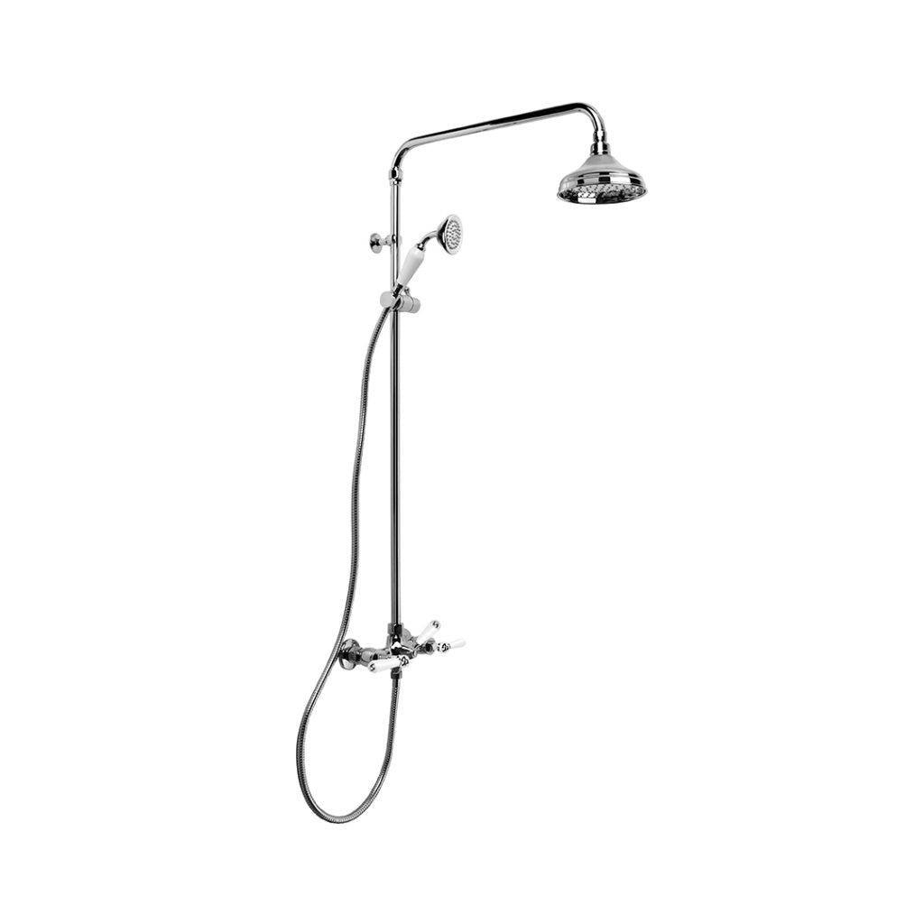 Brodware Neu England Combination Shower Set - White levers