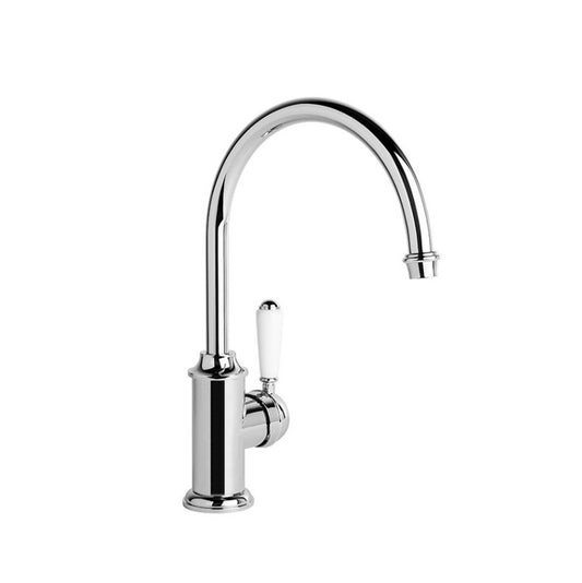 Brodware Neu England Kitchen Mixer - Gooseneck Spout - White Lever