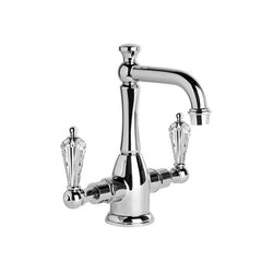 Brodware Neu England Twin Lever Basin Mixer - Country Spout - Kristall Handles