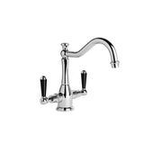 Brodware Neu England Twin Lever Kitchen Mixer - Country Spout - Black Levers