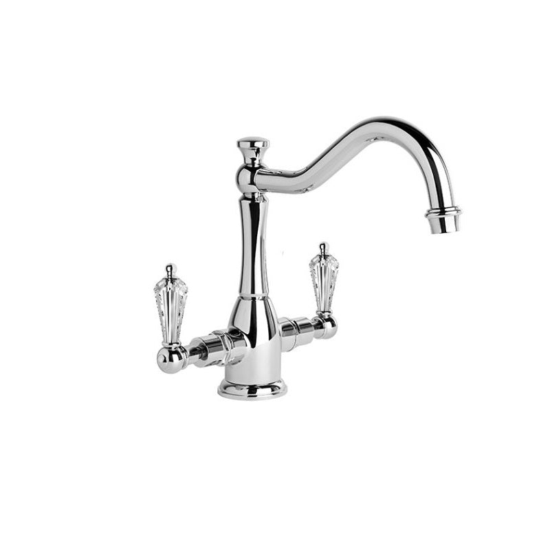 Brodware Neu England Twin Lever Kitchen Mixer - Country Spout - Kristall Lever