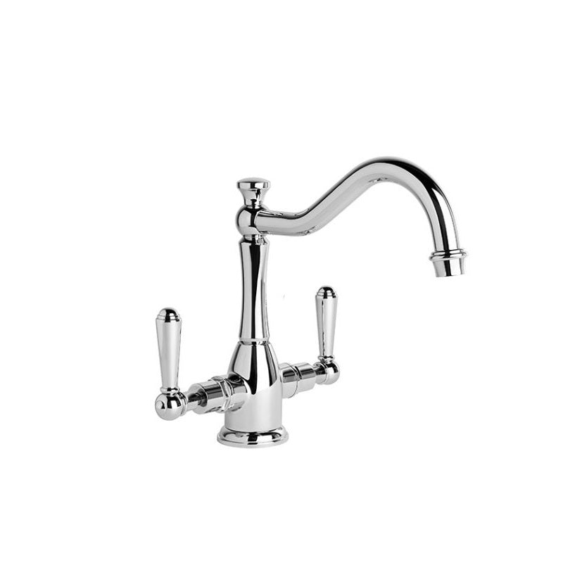 Brodware Neu England Twin Lever Kitchen Mixer - Country Spout - Metal levers