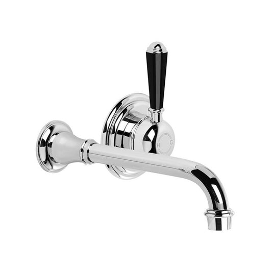 Brodware Neu England Wall Mixer Set - 220mm Spout - Black Lever